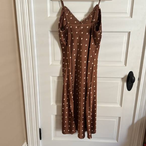 Brown Silky A-Line Midi Dress - Picture 4 of 9